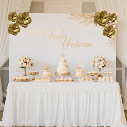 BRT Bearingshui Crepe Paper Flowers Decoration for Wall Total 6 Pcs, Artificial Flowers for Wedding Decor,Flower Backdrop Decor, Baby Bridal Shower Birthday Party, Gold 3D Wall Flowers Decor - color: Gold