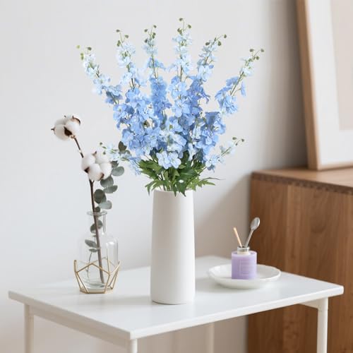 6Pcs Artificial Delphinium Flowers 37.4’’ Light Blue Long Stem Delphinium Faux Snapdragon Flowers for Wedding Bouquet Home Party Garden Outdoor Decoration(Light Blue) - color: Light Blue