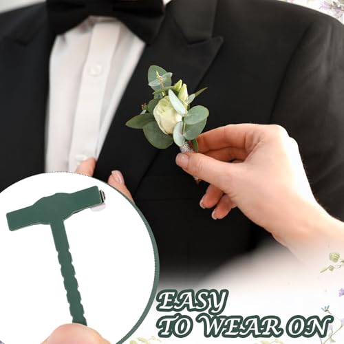 Boutonniere Safety Pins, Plastic Corsage Pins Safety Clips for Bride Groom, Tiny Boutonniere Brooch Supplies - color: Green- 60pcs