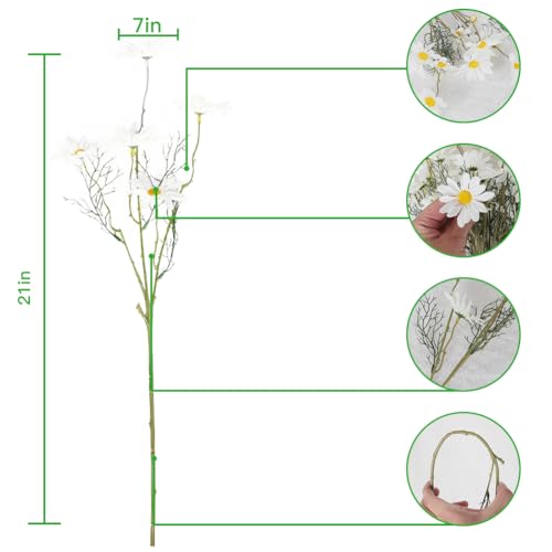 AmyHomie Artificial Daisy Flowers, 10 Bundles Silk Gerber Daisies Bulk, 50 Heads Fake Wildflowers for Home Wedding Party Spring Decor (Milk White - color: Milk White