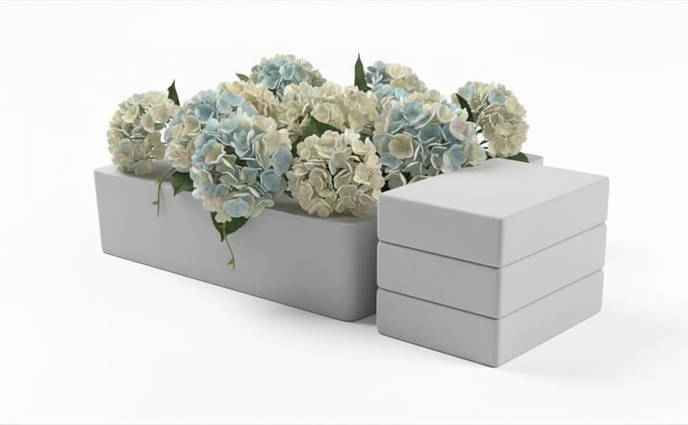 XCEL Floral Foam Blocks - Reusable, Weather Resistant Craft Foam Fresh & Artificial Flower Arrangements, Faux Florist Foam Planters Florist Supplies (Gray 7" x 7" x 3" - 4 Pack) - color: Gray 7" x 7" x 3" - 4 Pack