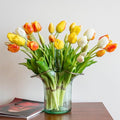 Artificial Tulips Flowers,Soft Touch Latex Bouquet, Fake Tulips,Spring Wedding Home Room Table Centerpiece Decor - color: 40pcs Js(no Vase)