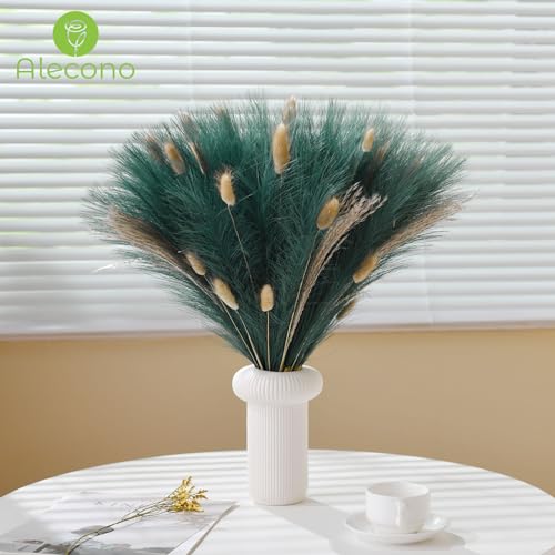 Alecono 𝟯𝟬𝙋𝙘𝙨 Pampas Grass 17in, Green Pampas Grass Decor for Home Decoration, Faux Pampas Grass for Floor Vase Filler Home Table Decor - color: Green, size: 30pcs