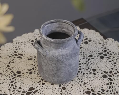 Quoowiit Ceramic Rustic Farmhouse Vase, Distressed Decorative Flower Vases for Home Decor, Ideal Shelf Decor, Black Boho Vase for Living Room Bedroom Kitchen Office Centerpiece Table Decorations - color: 6 Inch-grey