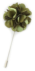 Flairs New York Gentleman's Essentials Premium Handmade Flower Lapel Pin Boutonniere - color: Avocado Green [Camellia]