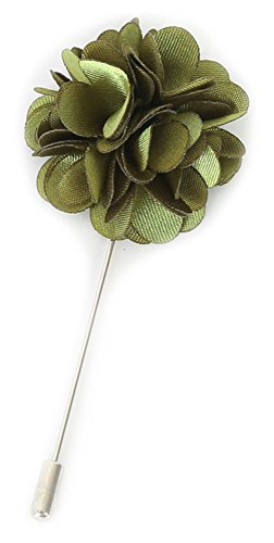 Flairs New York Gentleman's Essentials Premium Handmade Flower Lapel Pin Boutonniere - color: Avocado Green [Camellia]