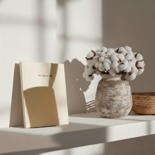 SIDUCAL Ceramic Rustic Vase, Whitewashed Terra Cotta Vase, Distressed Farmhouse Décor, Pottery Decorative Flower for Home Decor, Table, Living Room Decor, Shelf, Mantel, 7.3 Inch, Fired Terra Clay - color: 18077-fired Terra Clay