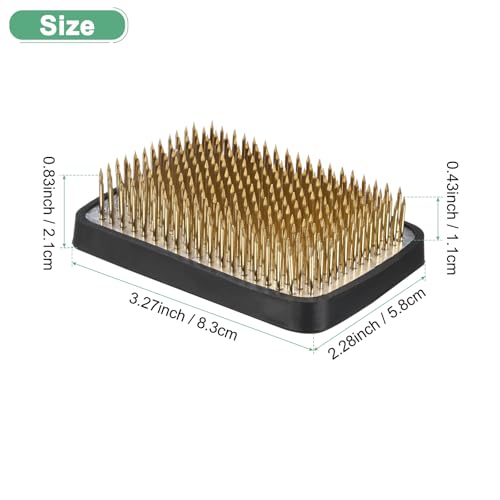 M METERXITY Flower Frog 3.27" x 2.28" Rectangle Copper Floral Arranger Pins Ikebana Holder W Rubber Base for Flower Arrangements/Craft Plant/Home Decor, Floral Kenzan Fixed Tool [1.1cm Pins] - size: 3.27" x 2.28"