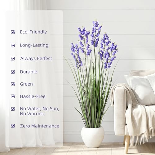 Ttranewsoo Green Onions Home Decor Fake Plants Lily of The Valley Snake Plant Home DéCor Accents Artificial Grass Room Decor Artificial Plants Indoor Artificial Grass 47“ 1 Pack（Purple） - color: Purple-1pcs