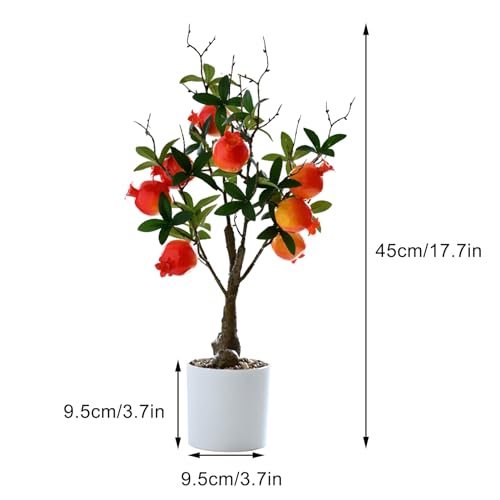 DULRLLY Artificial Lemon Tree Potted Plants 15.7 inch Lemon Greenery Fruit Bonsai Fake Lemon Tree for Lemon Decor Faux Lemon Plants for Kitchen Home Office Party Spring Summer Decoration(Pomegranate) - color: Pomegranate