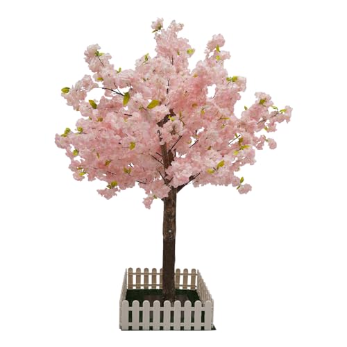 Artificial Cherry Blossom Trees Light Pink Fake Sakura Flower Cherry Tree Faux Cherry Blossom Tree Cherry Blossom Trees for Indoor Outdoor Home Party Decor (5FT Tall/1.5M) - color: Light Pink, size: 5FT Tall/1.5M