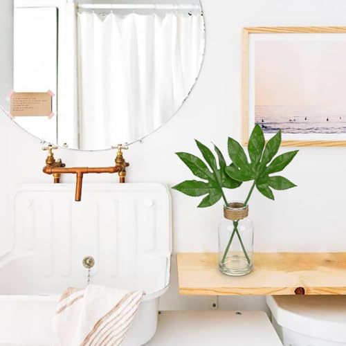 GnFlus Fake Plants Faux Greenery Stems in Glass Vase with Faux Water, Realistic Silk Faux Plants Artificial Tropical Leaves for Home Bathroom Office Wedding Centerpiece Décor - color: Fatsia
