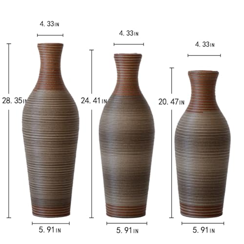 Floor Vases Rattan Brown Harbuba Tall Floor Vases Set of 3 28/24/20 inch Height - Large Artificial Rattan Pampas Grass Vase for Living Room, Big Standing Vase - color: Floor Vases Imitation Rattan D