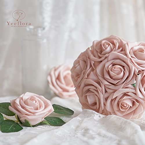 Artificial Flowers, 25pcs Artificial Rose for DIY Wedding Bouquets Centerpieces Arrangements, Pink Foam Roses with Stem for Bridal Shower Party Home Decorations - color: Pink, size: 25pcs