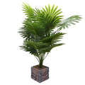 Tall Artificial Palm Tree with Realistic Leaves and Stone Textured Planter