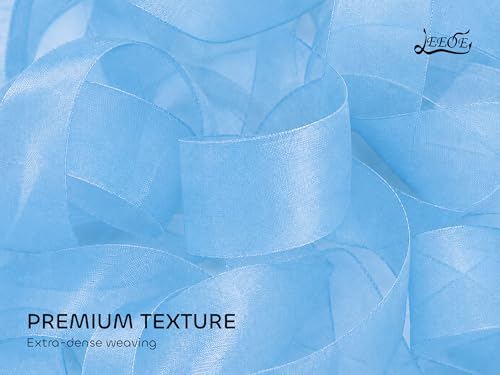 Light Blue Organza Ribbon 1-1/2 inch x 50 Yards Sheer Chiffon Ribbon for Gift Wrapping Wedding Invitations Party Decoration Bridal Bouquets Crafts - color: Light Blue, size: 1-1/2" X 50 Yards