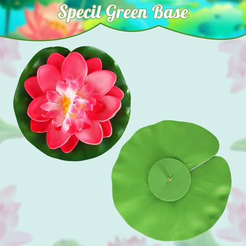 Artificial Lotus Flowers Water Lilies for Pond Pool, 10 Pcs Realistic Floating Foam Lotus Flowers with Lily Pads for Ponds, 4" and 6" Large Lifelike Water Lilies for Fountain Garden Pond Decoration - color: Artificial Lotus