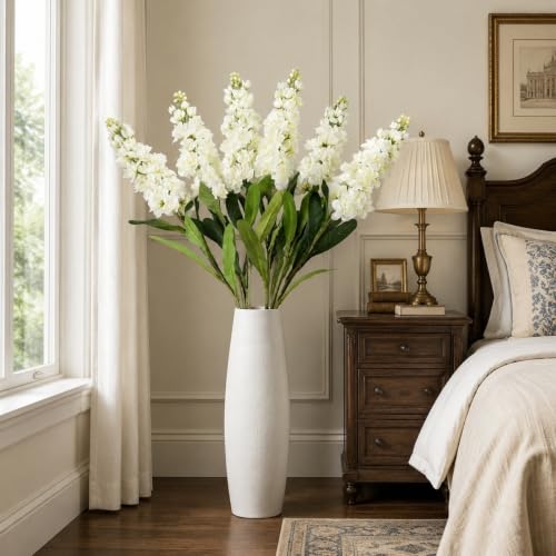 IPOPU 6PCS White Snapdragon Artificial Flowers 31.50" Delphinium Fake Flowers Long Stem Antirrhinum Majus Silk Flowers Larkspur Faux Flower for Home Wedding Decor Floral Arrangement (Cream White) - color: Cream White