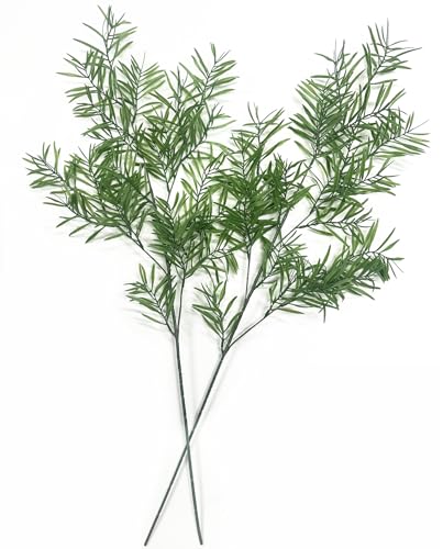Artificial Plants Fake Plant Simulation Bamboo Leaf Tall 31 Inch, Faux Reed Plastic Leaves Faux Greenery Bushes Flexible Branches Stems for Indoor Outdoor Decor Wedding Party DIY Decoration - 2 Pack - color: (Tall) Bamboo Leaves - 2 Pack