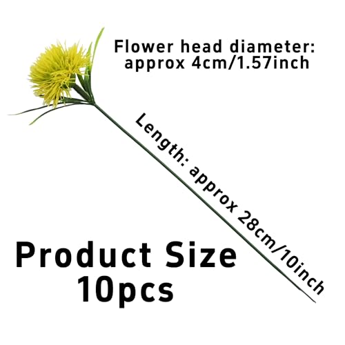 pson 10Pcs 11 Inch Artificial Dandelion Flowers, Faux Plastic Bouquets Shrubs for Home, Wedding, Garden, Party, Indoor/Outdoor Decoration(Yellow) - color: Yellow