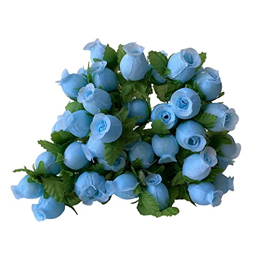 Light Blue Artificial Silk Flower Roses - 12 Mini Bouquets of 12 Rosebuds, 144 Rosebuds Total, Wedding, Christmas, Reception, Anniversary, Favors, Wreath, Bridal Shower, DIY, Arts and Crafts - color: Light Blue