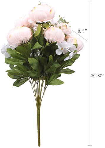Duovlo Springs Flowers Artificial Silk Peony Bouquets Wedding Home Decoration,Pack of 1 (Spring Pure Pink) - color: Spring Pure Pink
