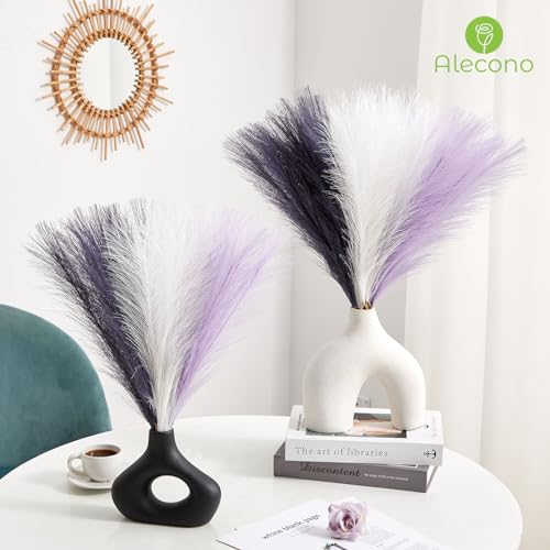 Alecono 30pcs Pampas Grass Decor 17.7 Inch, Pampas Grass Decor Fluffy, Floral Arrangement and Vase Filler for Home Wedding Party(Purple, Lavender, White) - color: Purple & Lavender & White, size: 30pcs