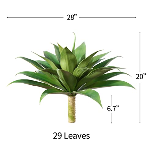 Ferrgoal Artificial Plants Fake Agave Succulent Plant 28 Inch Big Size Faux Succulents Stems for Indoor Outdoor Realistic & Natural Home Decor Plants for Office Housewarming