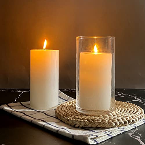 Set of 3 Glass Cylinder Vases,8 Inch Tall Clear Flower Vase,Decorative Floral Vase for Home Decor,Candle Holder,Wedding Centerpieces(4" W X 8" H) - size: 8 inches (H) x 4 inches (D)