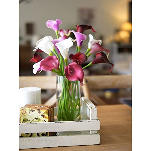 FiveSeasonStuff Real Touch Calla Lily Artificial Flowers Wedding Bridal Bouquet | Floral Arrangements | 15 Calla Lilies (Summer White) - color: Summer White