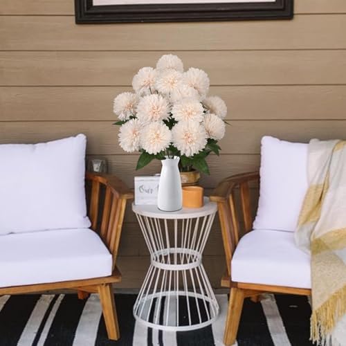 Zythrem 36 Heads Silk Flowers for Home Decor Indoor Artificial Flower Bouquet Chrysanthemum Flowers Artificial 19" Champagne Flowers Silk Flower Arrangement for Table Centerpiece Farmhouse - color: Champagne