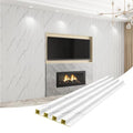 8-Pack WPC Wall Panels 108’’ x 6.1’’ 3D Slat Wall Panel Acoustic Wall Paneling for Interior Wall Decor TV Background Kitchen Bedroom Marble White
