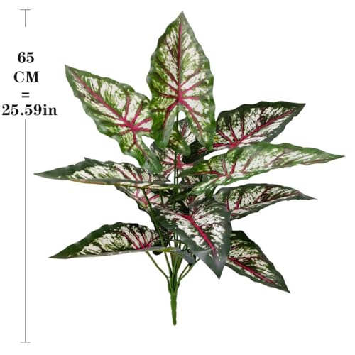 Aglaonema Plant with Variegated Green and Red Leaves, Fake Tree Leaf Simulation Flower Bonsai for Party Decoration Artificial Plants Floor Home Room Decor Ornament (Green Red No Flowerpot, 60cm) - color: Green Red No Flowerpot, size: 60cm