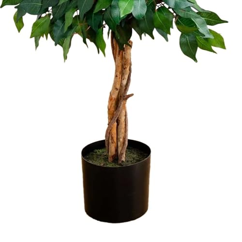 Nearly Natural 4ft Triple Trunk Ficus Silk Tree with Natural Wood Trunks and Dense Foliage, Mid-Size Faux Floor Plant for Home and Office - size: 4ft, style: Tree in Pot