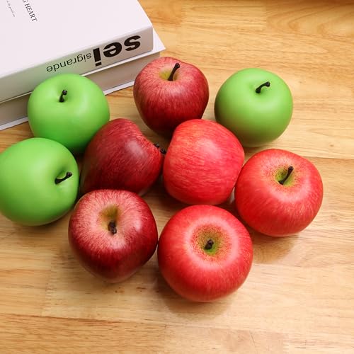 6PCS Simulation Apple Fake Fruit for Home Decoration Lifelike Fake Apple Kitchen Table Fruit Party Christmas Decoration - color: Red Apple 2