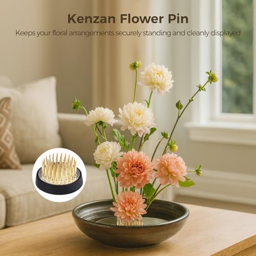 16 Pcs 1.42 Inch Kenzan Flower Pins, Arranging Vase Holders, Brass Needle Stem Holders for Floral Arrangement, Round Flower Fixed Tools, Efficient Design for Various Vessels