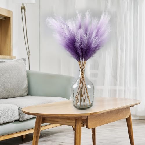12 Pcs Purple Gradient Faux Pampas Grass Decor 38"/3.1FT Tall Fake Pompas Floral Large Artificial Pompous Grass Branches Plants for Floor Vase Filler Home Boho Decoration - color: Purple Gradient