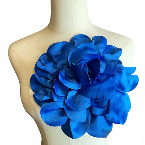 Heyiwell Large Satin Fabric flower for Brooch Pin Wedding Party Dance Dress Suit Clothes Head Hair Accessories DIY Decor 9.45"Inch - color: Royal Blue