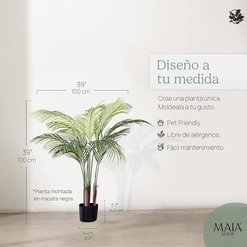 Maia Shop 3.5ft Artificial Palm Tree Plant for House, Apartment or Office – Realistic Fake Indoor Plants for Living Room, Kitchen, Bedroom, Entryway or Bathroom – Faux Greenery for Home Décor - color: Palm, size: 3.5ft