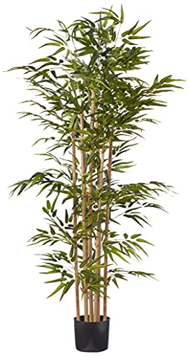 Nearly Natural 64in Bamboo Tree, Fake Bamboo Plants with 7 Natural Trunks, 5.3ft Tall Faux Plants for Indoor Home Decor with 1040 Realistic Fake Leaves