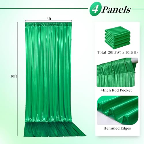 20ftx10ft Green Sequin Backdrop Curtain for Parties, Wrinkle Free Thick Glitter Sparkle Photo Backdrop Drapes 4 Panels 5x10FT Shimmer Back Drop Cloth for Wedding Birthday Photography Background - color: Green, size: 5'W×10'H _4 Panels