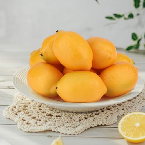 Gresorth 8pcs High Grade Fake Yellow Lemon Decoration Artificial Lemons Realistic Fruit Simulation for Home Party Holiday Christmas Display - color: B