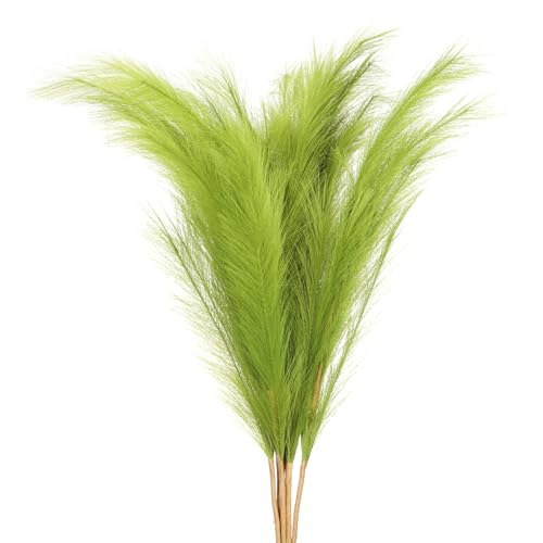PATIKIL 37.8in Tall Pampas Grass Decor, 7pcs Large Artificial Pampas Grass Bulk Long Fluffy Faux Pampas Grass Dried for Home Boho Decor Vase Wedding Wall Ground, Green - color: Green