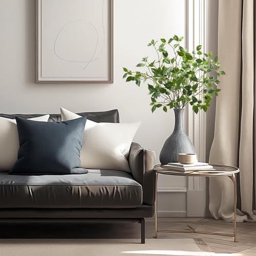 Artificial Plants Greenery Eucalyptus Stems Branches Plant for Home Decor，Faux Rustic Ficus Leaf Floral for Indoor Table Bathroom Bedroom Kitchen Decoration,Real Plastic Eucalytus Wedding Dcor（6PCS) - color: 32""green 6pcs