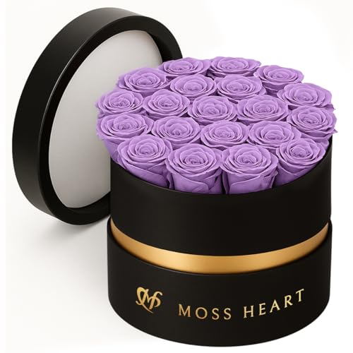 20 Mini Preserved Roses, Round Luxury Gift Box, Real Forever Roses Last 1+ Year, Premium Romantic Gift for Women, Wife, Girlfriend, Mother’s Day, Birthday, Anniversary, Valentine’s Day - color: Purple, size: 20 Roses