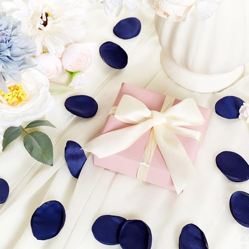 SITUMEIZI 400PCS Artificial Rose Petals Navy Blue Fake Silk Flower Petals for Romantic Night for Her Set Valentine's Day, Wedding, Proposal Anniversary Decorations - color: Blue