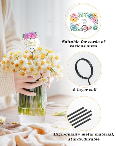Avsty 30Pcs Floral Card Holder Picks-Wire Place Card Holder for Wedding-Metal Photo Picture Clip Holder-Table Name Number Holder,Memo Note Holder for Flower Arrangement,Wedding,Party(Black, Round) - color: Black, size: Round