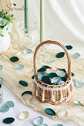 Serwalin 300Pcs Silk Rose Petals Flower Petals for Christmas Weddings Proposal Green Gold Petals Flower Girl Petals Aisle Flower Girl Basket Runner Bridal Shower Table Decor (3 Color Mixes) - color: A Romantic Chic Vintage Green, size: 300pcs