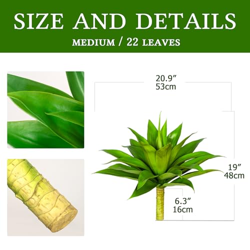 Artificial Agave Faux Agave Fake Greenery Outdoor Artificial Plants Fake Plants for Indoor Home Decor Plastic Plants Outdoor Decor Front Porch Decor Simulation Plants 22"(2Pcs Green) No Vase - color: 22''green