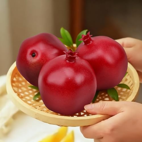 Gresorth 6 Pcs Lifelike Artificial Pomegranet Decoration Fake Pomegranate Fruit Home Party Kitchen Festival Show - color: Pomegranate